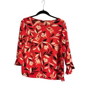 Talbots Red Floral Blouse